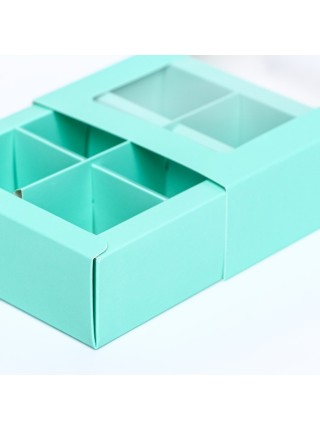 Коробка для конфет 13,7 х9,8 х3,8 см на 6 шт цвет мятный