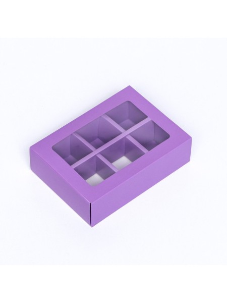 Коробка для конфет 13,7 х9,8 х3,8 см на 6 шт цвет сиреневый