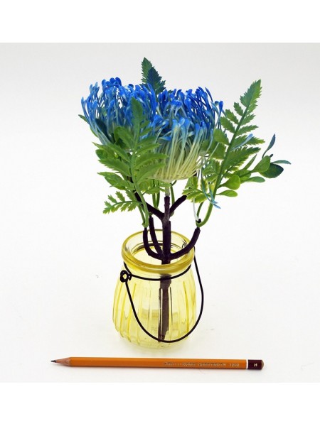Хризантема цветок искусственный синий 23см