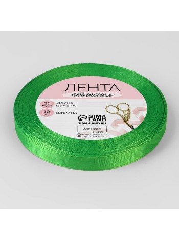 Лента атлас 1 см х25 ярд цвет зеленый №19