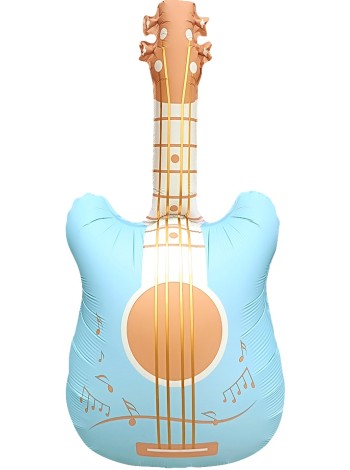 Фольга шар фигура Гитара Голубой Китай 35"/89 см