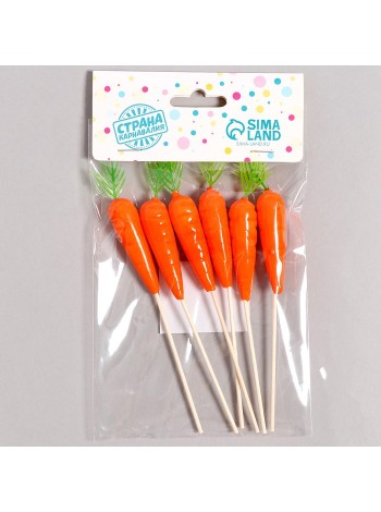 Шпажка декоративная Морковь набор 6 шт цвет оранжевый