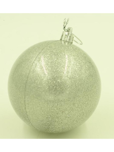 Шар пластик 10,2 см цвет серебро