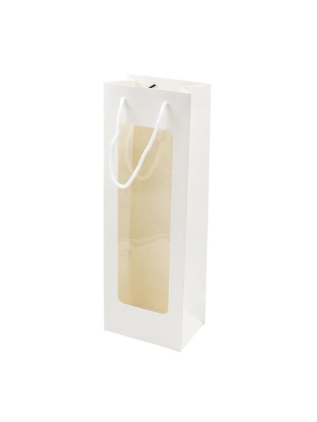 Пакет ламинированный 12 х36 х8 см с окном под бутылку цвет белый HS-48-5