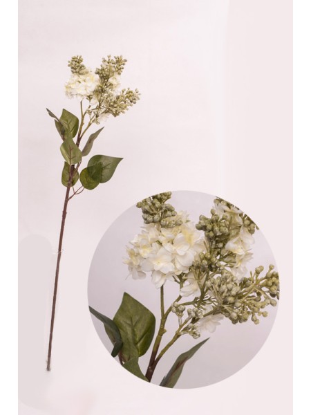 Сирень ветка белая 72см цветок искусственный