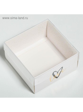 Коробка кондитерская 12 х6 х11.5 см с PVC крышкой LOVE для десертов