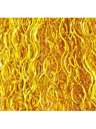 Дождик фольга мелкая волна 13 х 50 см цвет яркое золотой HS 34-1,  HS-18-8