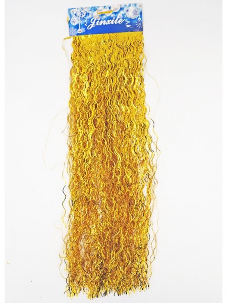 Дождик фольга мелкая волна 13 х 50 см цвет яркое золотой HS 34-1,  HS-18-8