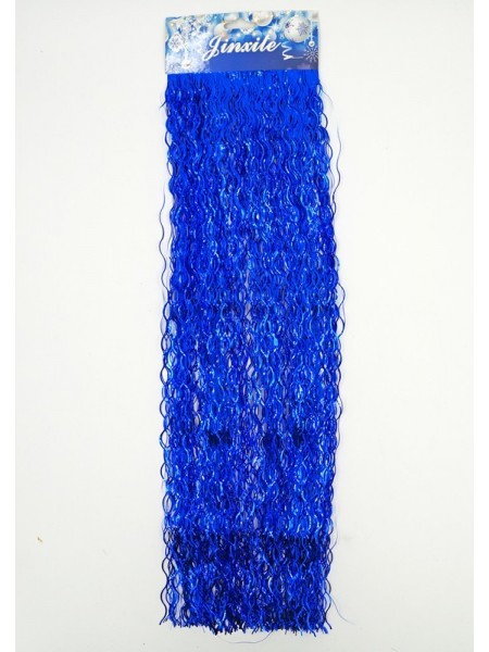 Дождик фольга мелкая волна 13 х 50 см цвет синий HS 34-1