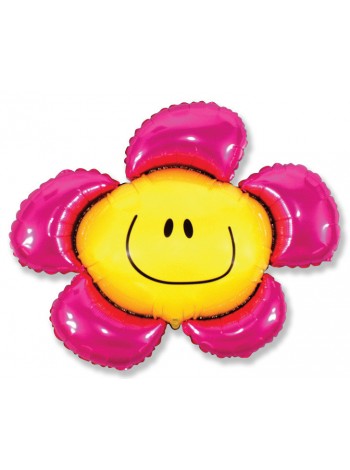Фольга шар Цветочек солнечная улыбка фуксия 41"/104 см 1шт