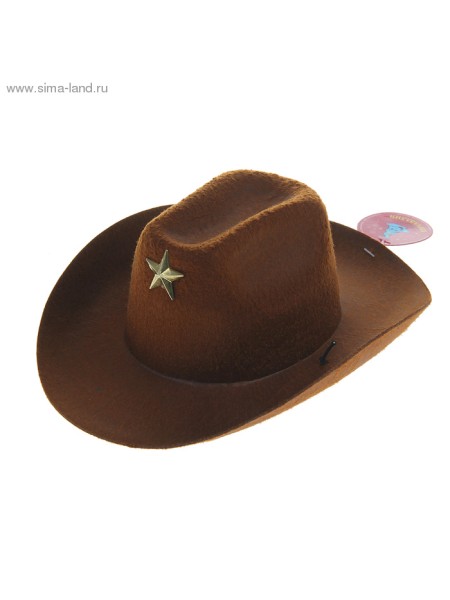 Шляпа Шериф детская на резинке цвет коричневый