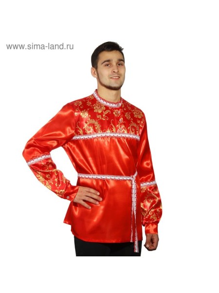 Русская рубаха мужская красная с кокеткой размер 56-58 рост 182 см