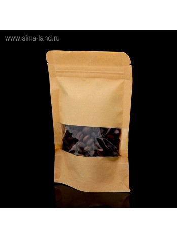 Пакет zip lock 9 х14 см крафт с прямоугольным окном 1/50