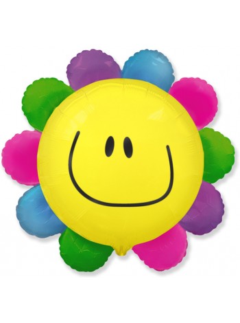 Фольга шар Цветик - многоцветик солнечная улыбка 30"/76 см 1 шт Испания