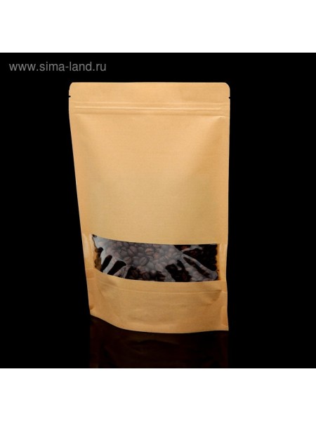 Пакет zip lock 18 х30 см крафт с прямоугольным окном 1/50