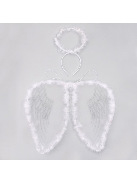 Карнавальный набор Ангел 2 предмета: крылья, нимб цвет белый