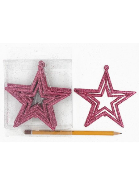 Звезда набор 12 шт 11 см пластик цвет розовый  HS-27-10
