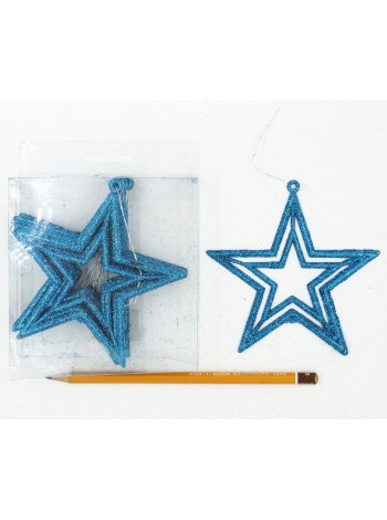 Звезда набор 12 шт 11 см пластик цвет голубой  HS-27-10