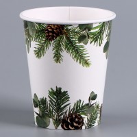 Стакан бумага 10 шт 250 мл С Новым Годом! еловые ветки