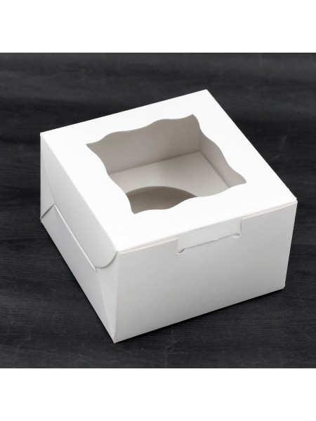 Коробка складная 10 х10 х6,5 см с окном цвет белый HS-47-2
