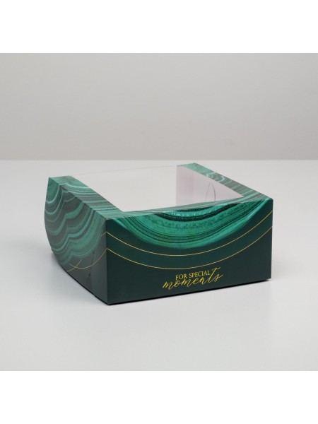 Коробка кондитерская 23 х23 х11 см с окном Малахит для торта