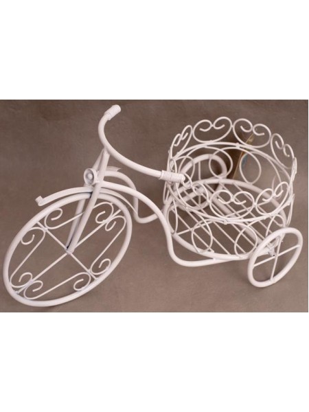 Подцветочник металл Велосипед белый 18 х 28 х 45см