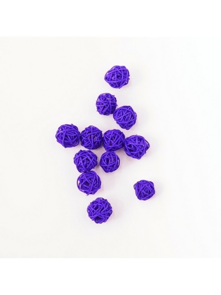 Набор шаров ротанг 2 см 12 шт цвет фиолетовый