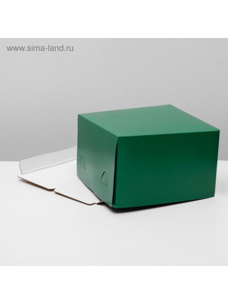 Коробка картон для кондитерских изделий 30 х 30 х 19 см цвет изумрудный - для торта