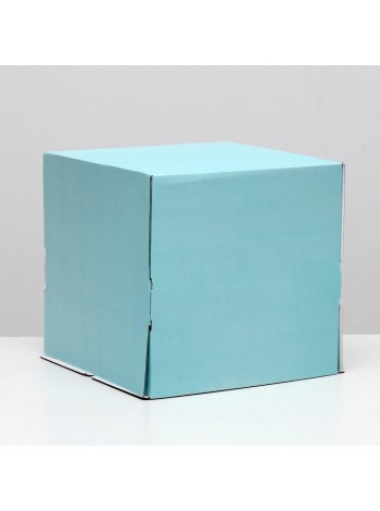 Коробка кондитерская 30 х30 х30 см без окна цвет голубой - для торта