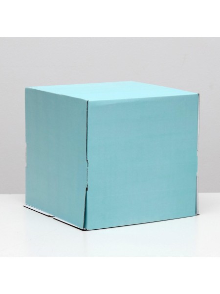 Коробка картон для кондитерских изделий 30 х 30 х 30 см без окошка цвет голубой - для торта
