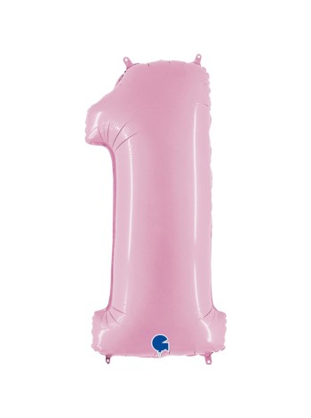 Фольга шар Цифра 1 40"/100 см пастель Pink GRABO Италия