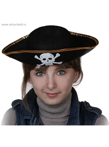Шляпа Пират золотистая каемка детская