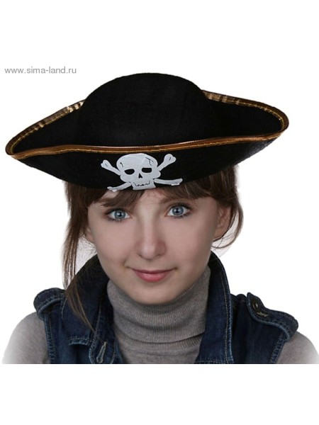 Шляпа Пират золотистая каемка детская