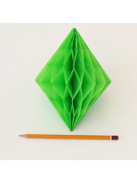 Ромб подвеска бумажная соты 18 х 7см зеленый