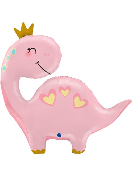 Фольга шар фигура Динозаврик Принцесса розовый 28"/71 см GRABO