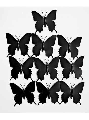 Бабочка на магните набор 10 шт 7,5 х7,5 см пластик цвет черный
