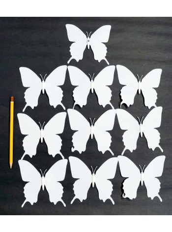 Бабочка на магните набор 10 шт 10 х11 см пластик цвет белый