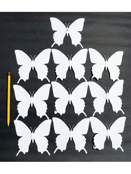 Бабочка на магните набор 10 шт 10 х 11 см пластик цвет белый