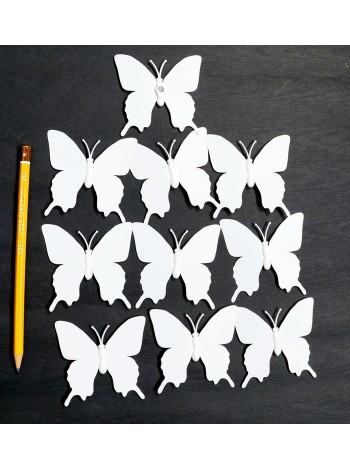 Бабочка на магните набор 10 шт 5,5 х5,5 см пластик цвет белый