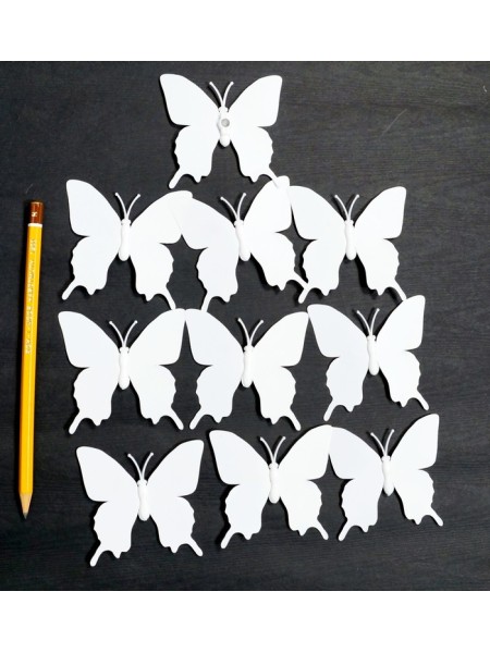 Бабочка на магните набор 10 шт 5,5 х 5,5 см пластик цвет белый