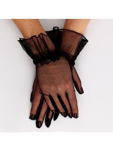 Перчатки прозрачные с юбочкой цвет черный