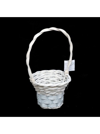 Корзина плетеная ива d18 х h14/36 см цвет бело-серыйTS-6387
