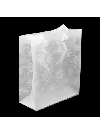Пакет прозрачный 24 х29 х11 см пластик Снежинки блеск цвет белый HS-45-3
