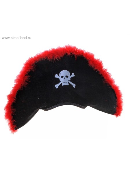 Шляпа Пиратка красный пух