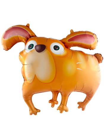 Фольга шар фигура Собака ушастая рыжая Китай