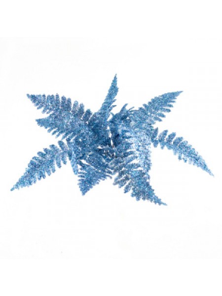 Листья с глиттером Н19 см набор 12 шт цвет голубой KFW13-338BL