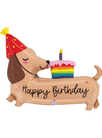 Фольга шар фигура Таксик с кексиком 43"/109 см Grabo Италия