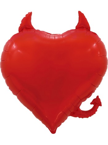 Фольга шар сердце Чертенок красный 30"/76 см Китай