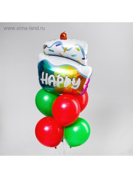 Букет шаров Счастливый праздник набор 7 шт фольга/латекс