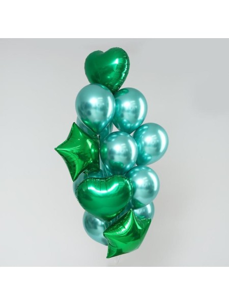 Набор шаров Хром фольга латекс набор 14 шт цвет зеленый
